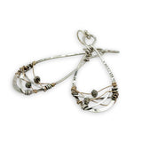 sterling silver handmade infinity shaped earrings with pyrite gemstones on gold filled wire