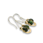 Hammered brass and sterling silver mini earrings with zoisite faceted gemstones