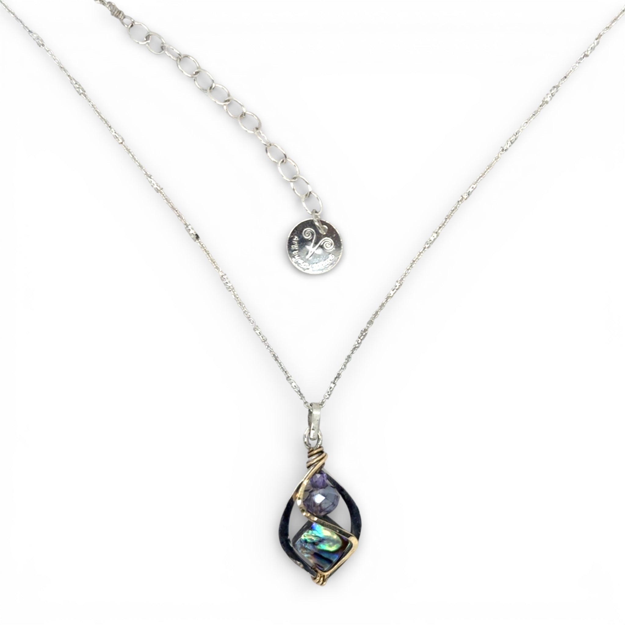 Abalone Mixed Metal Mini Pendant Necklace - Art by any Means Jewelryproduct_