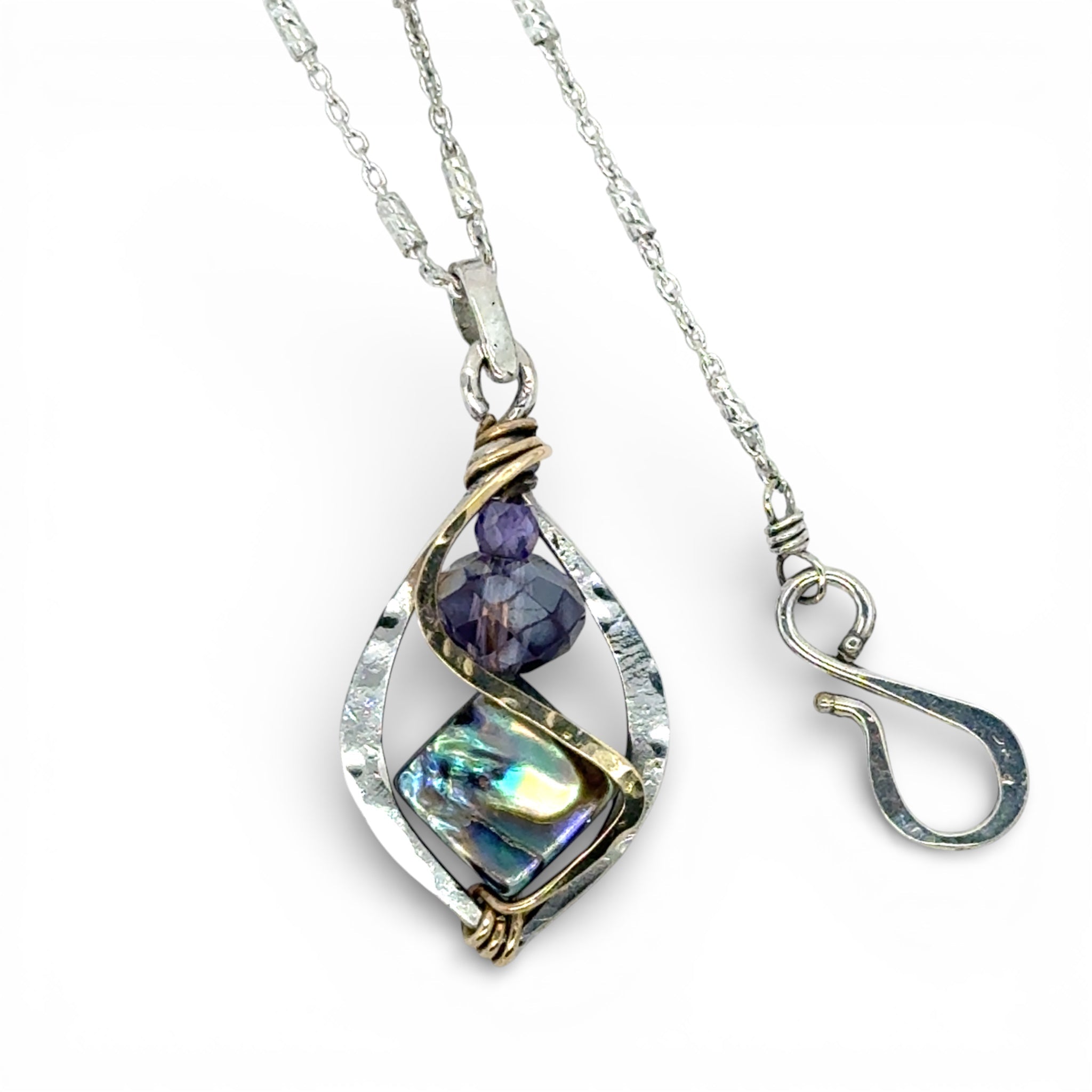 Abalone Mixed Metal Mini Pendant Necklace - Art by any Means Jewelryproduct_