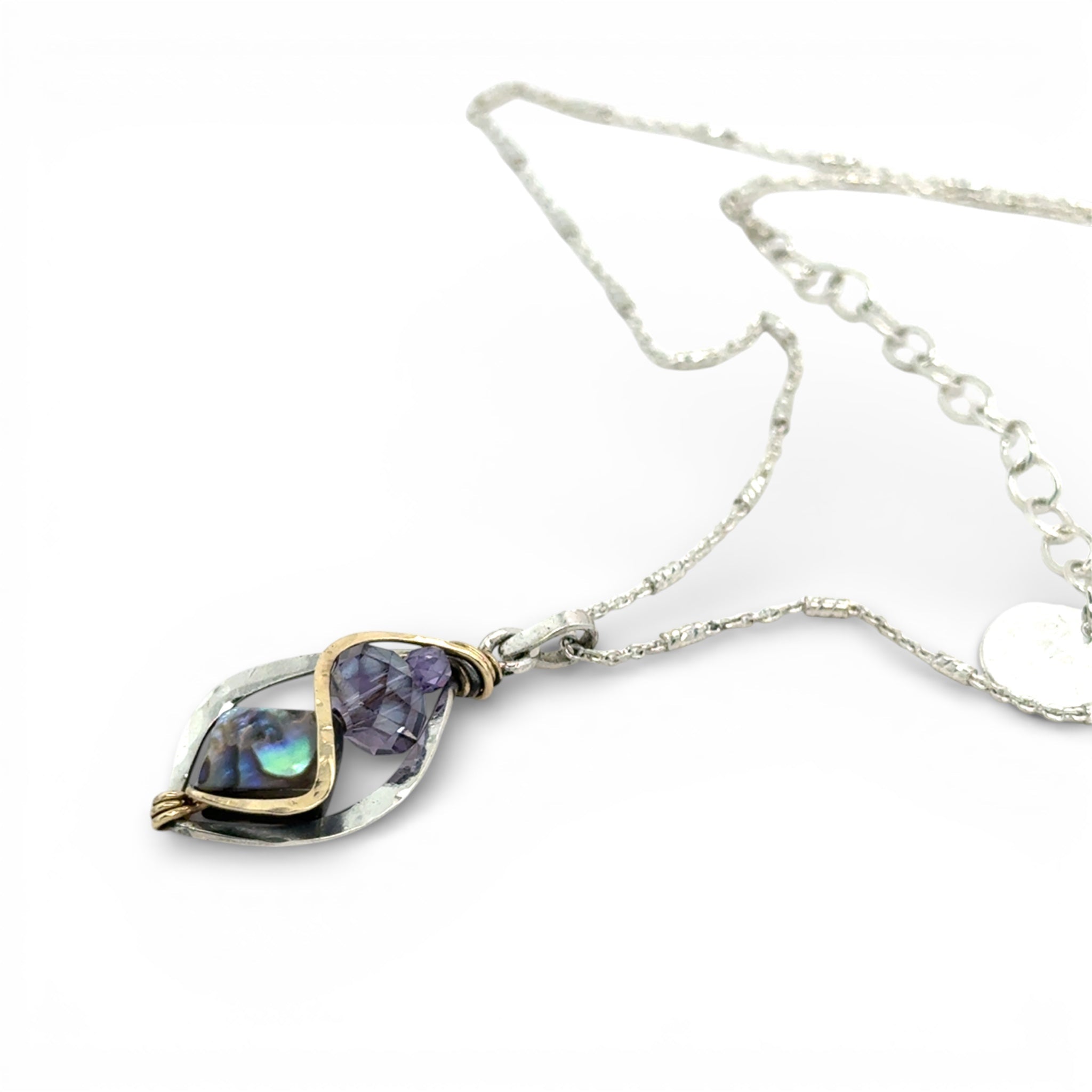 Abalone Mixed Metal Mini Pendant Necklace - Art by any Means Jewelryproduct_