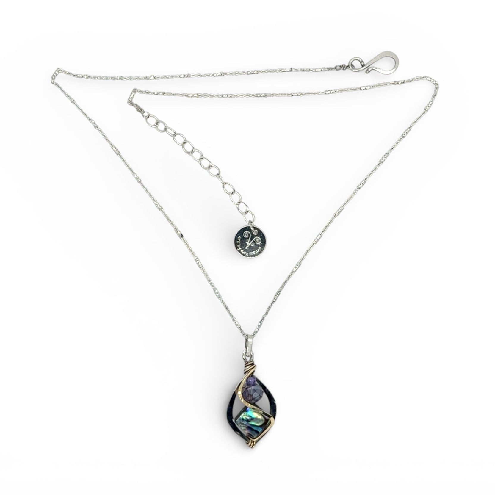 Abalone Mixed Metal Mini Pendant Necklace - Art by any Means Jewelryproduct_
