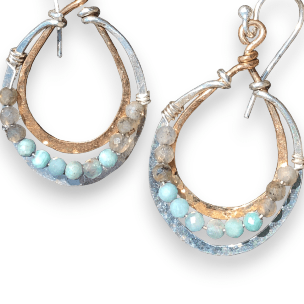 Amazonite Channel Hoop Earrings - Art by any Means Jewelryproduct_