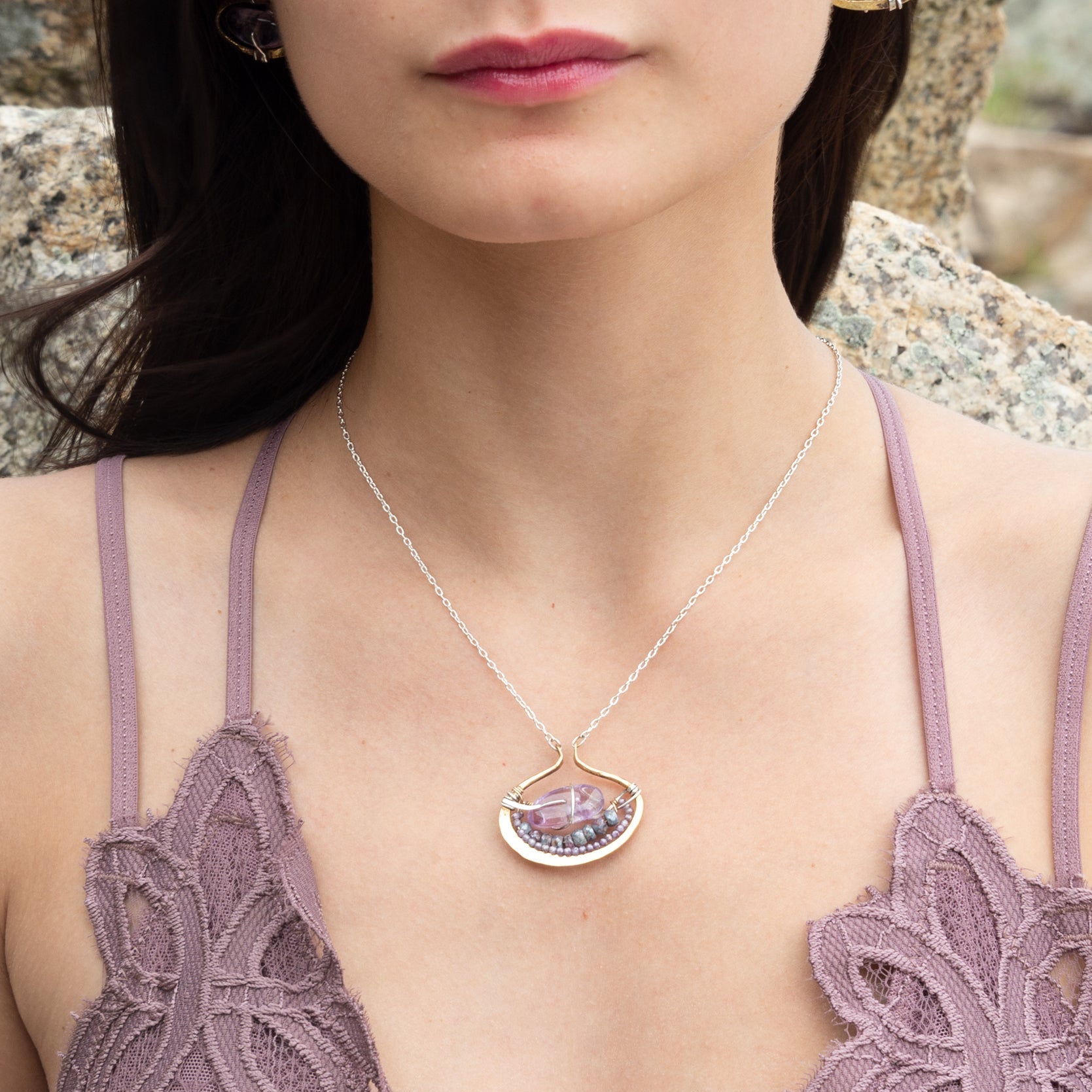 Amethyst Pebble Pendant Necklace 83265N - Art by any Means Jewelryproduct_
