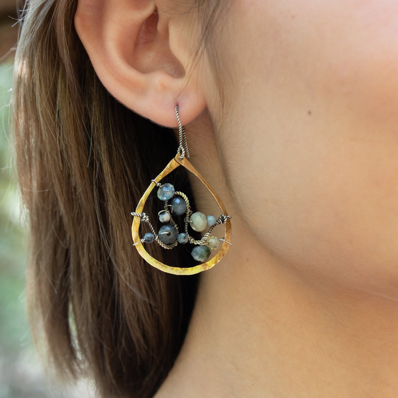 Aquamarine Galaxy Continuous Wire Earrings - Art by any Means Jewelry#product_
