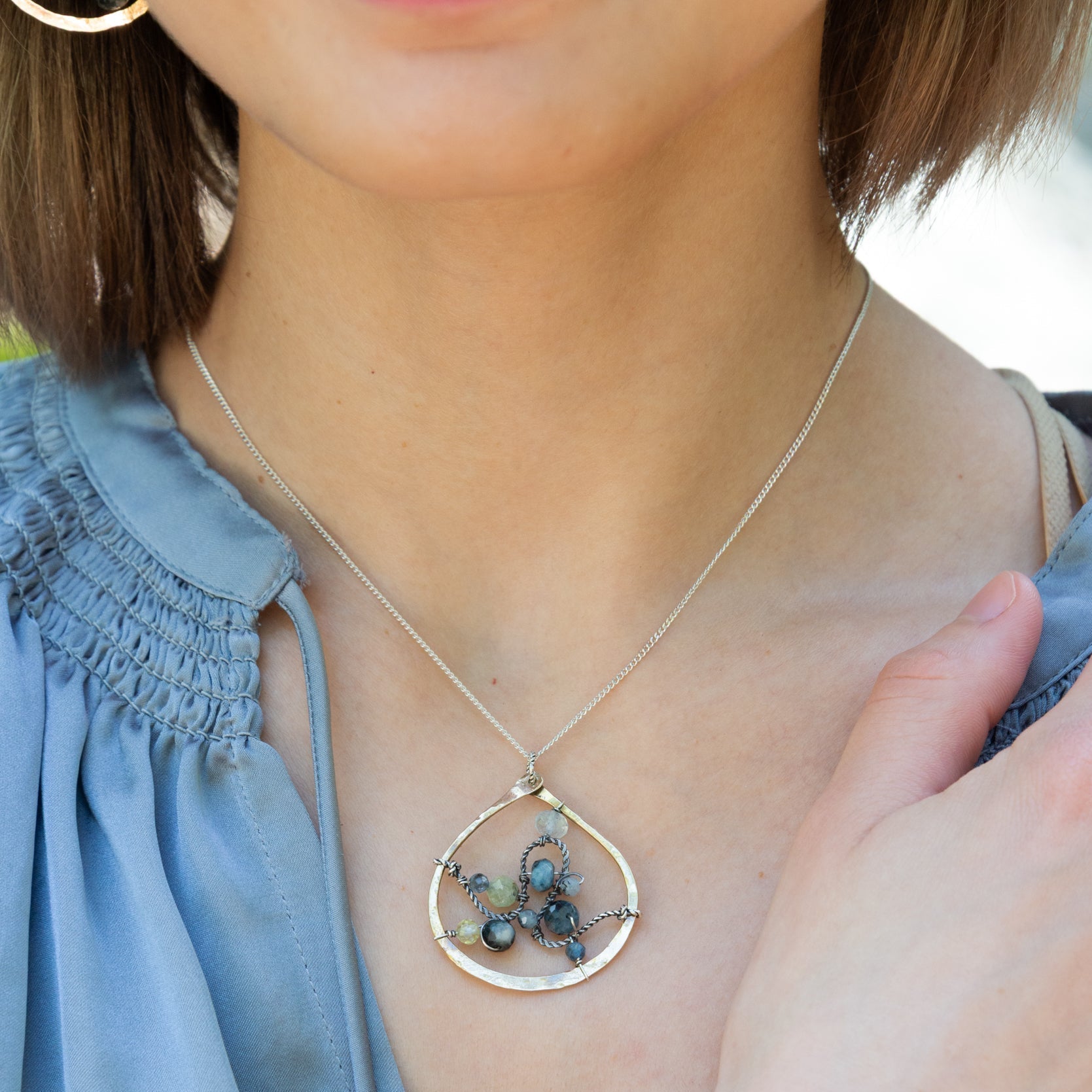 Aquamarine Galaxy Continuous Wire Necklace - Art by any Means Jewelry#product_