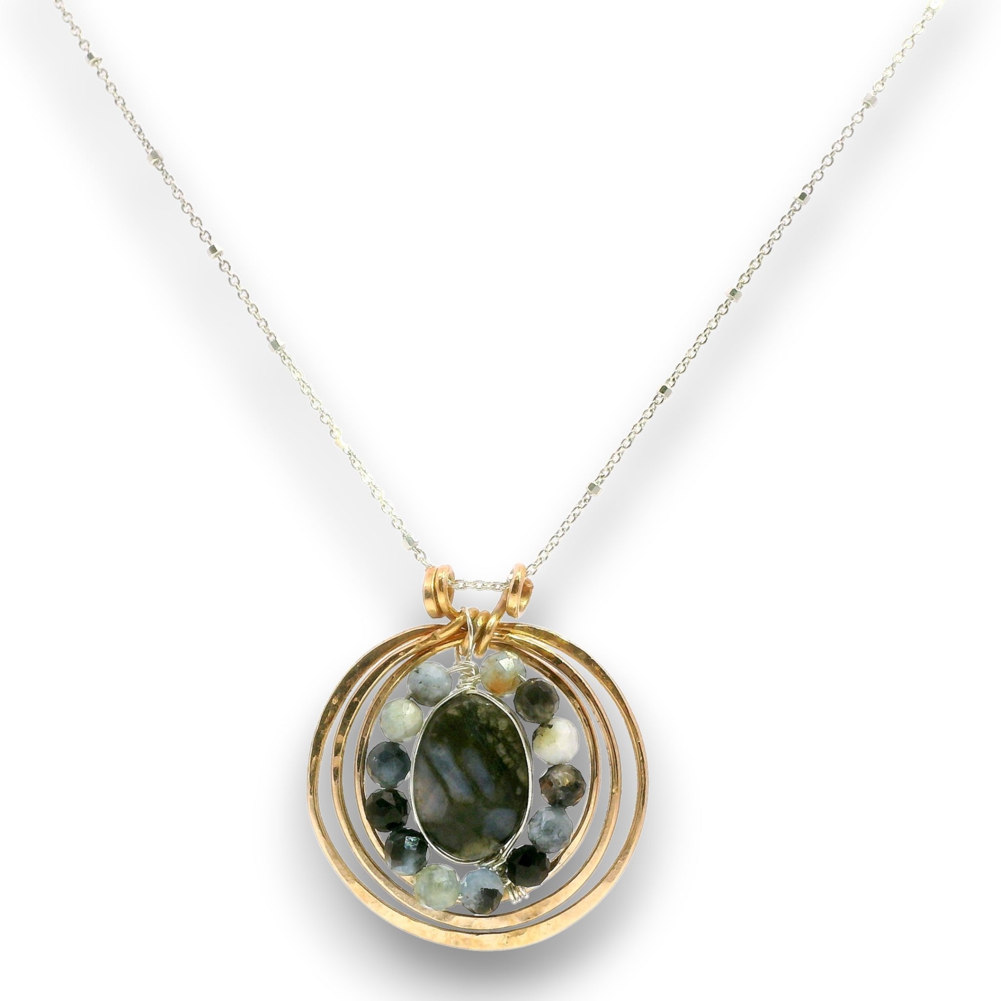 Aquamarine Inner Circle Hoop Necklace - Art by any Means Jewelryproduct_