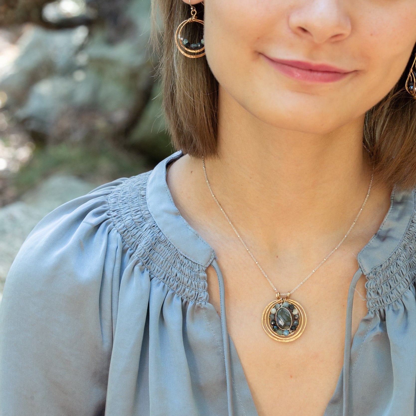Aquamarine Inner Circle Hoop Necklace - Art by any Means Jewelry#product_