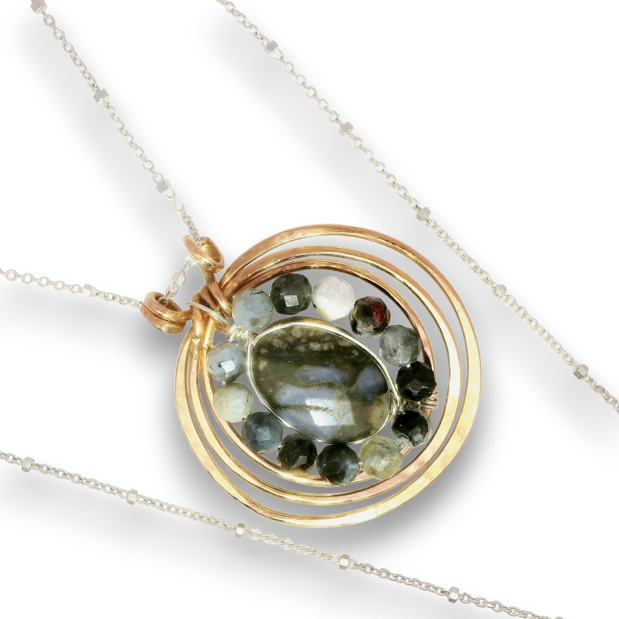 Aquamarine Inner Circle Hoop Necklace - Art by any Means Jewelryproduct_