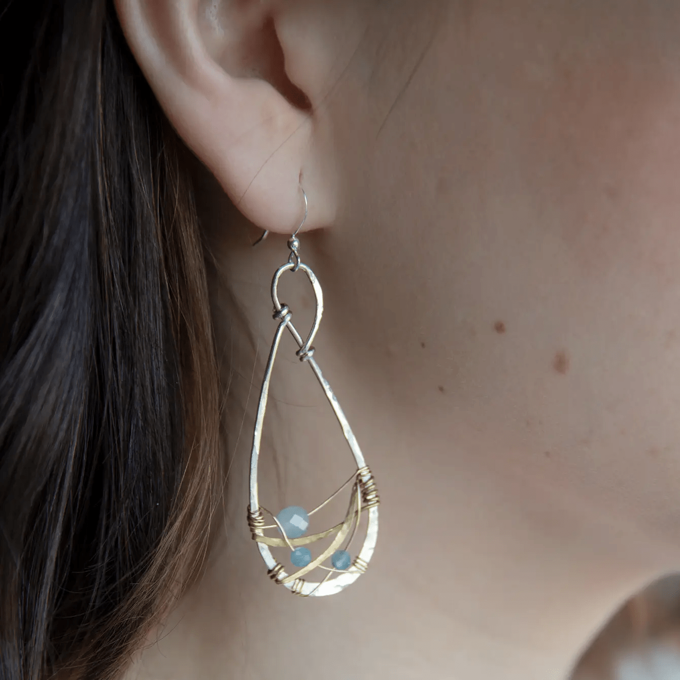 Aquamarine Spun Earrings - Art by any Means Jewelryproduct_