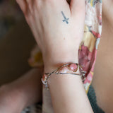 Pink Opal Braid Cuff Bracelet B408