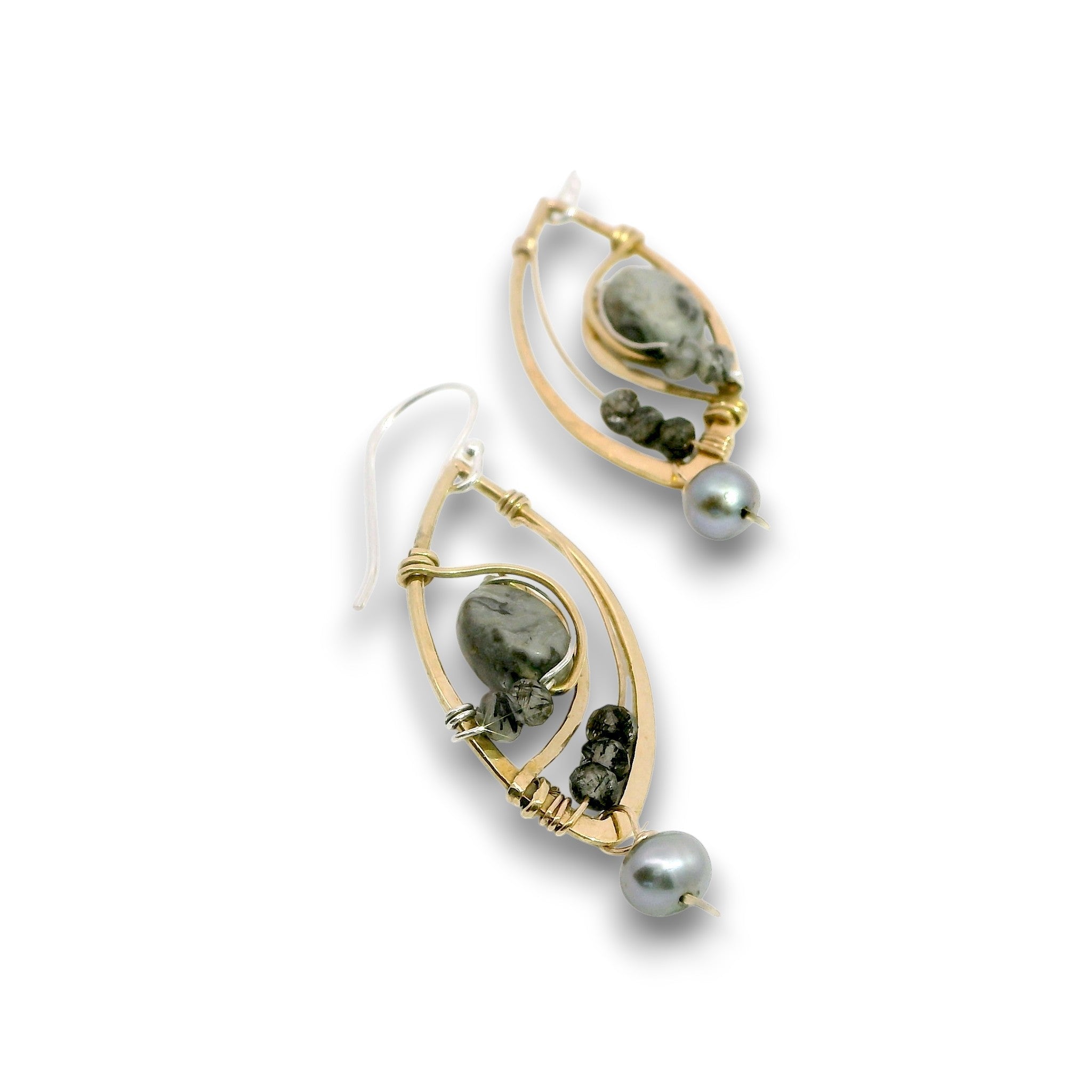 Binary Black Tourmalinated Marquise Earrings - Art by any Means Jewelryproduct_