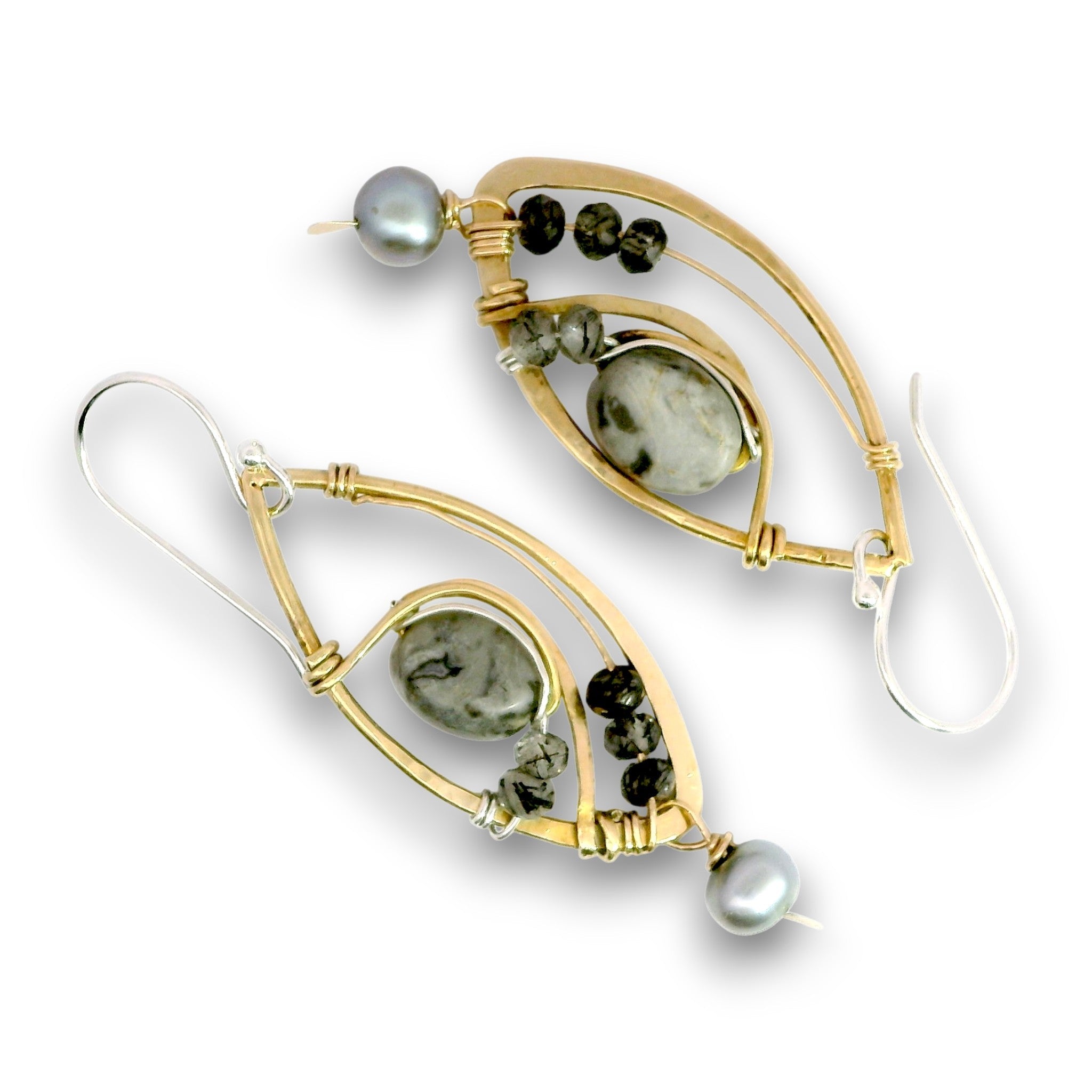 Binary Black Tourmalinated Marquise Earrings - Art by any Means Jewelryproduct_