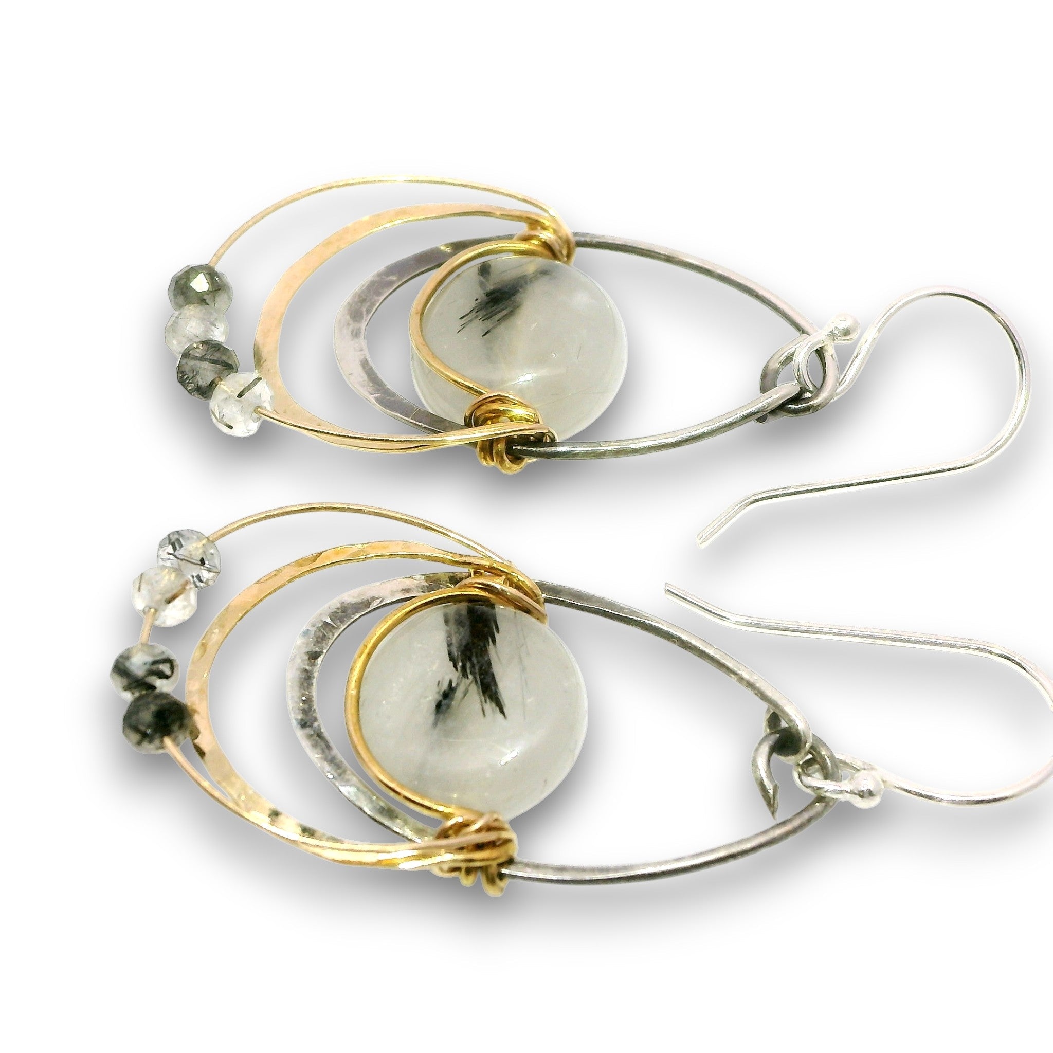 Black Tourmaline Orbital Drop Earrings - Art by any Means Jewelryproduct_