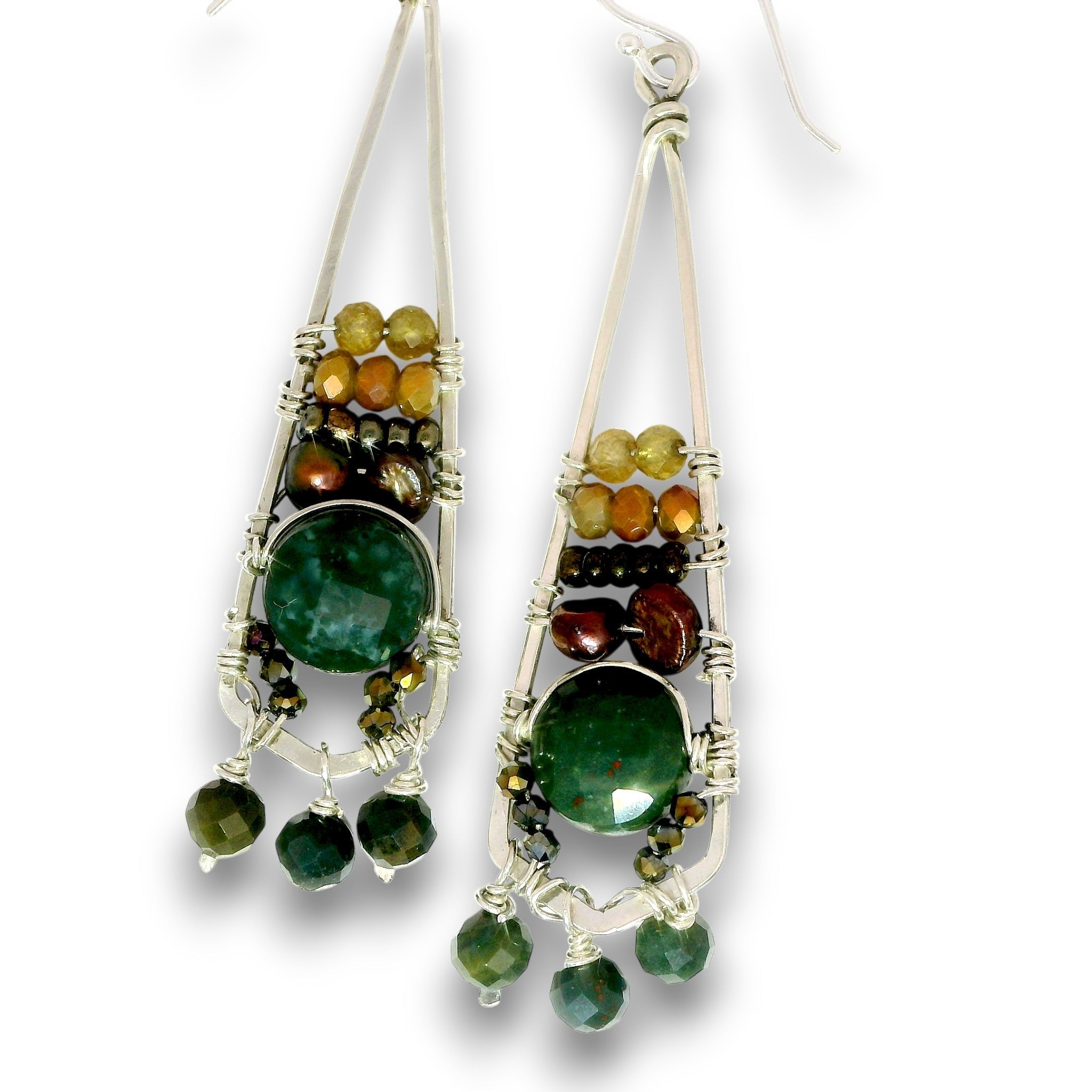 Blood Stone Stack Dangle Earrings - Art by any Means Jewelryproduct_