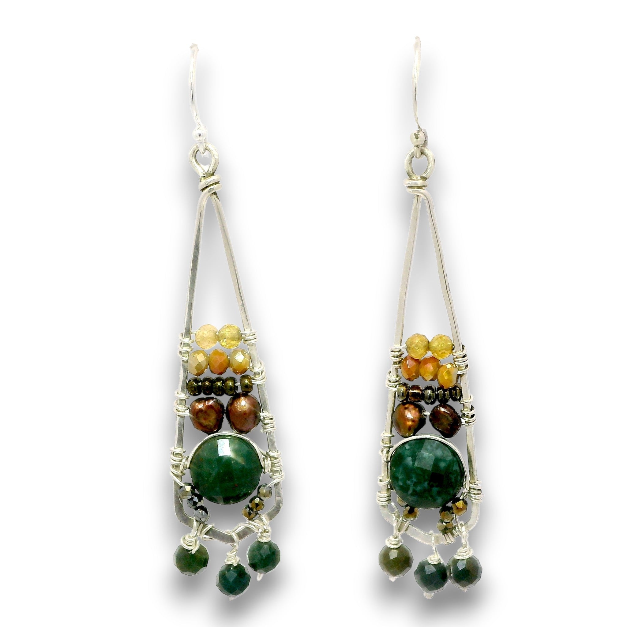 Blood Stone Stack Dangle Earrings - Art by any Means Jewelryproduct_