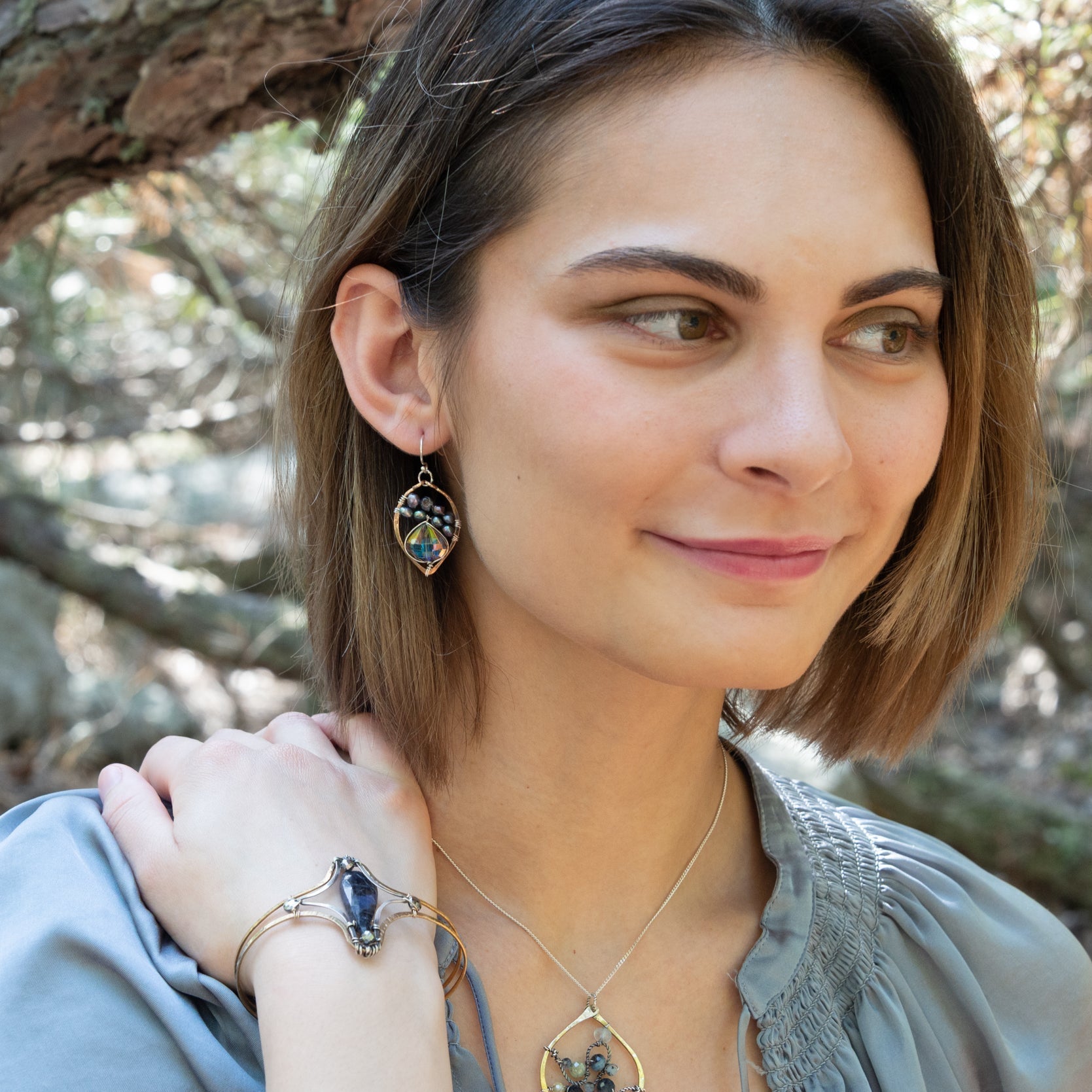 Blue Aura Drop Earrings - Art by any Means Jewelry#product_