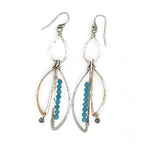 Handmade Blue Calder sterling silver earrings with aqua cat's eye and labradorite gemstones - Art by any Means Jewelry