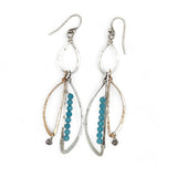 Handmade Blue Calder sterling silver earrings with aqua cat's eye and labradorite gemstones - Art by any Means Jewelry