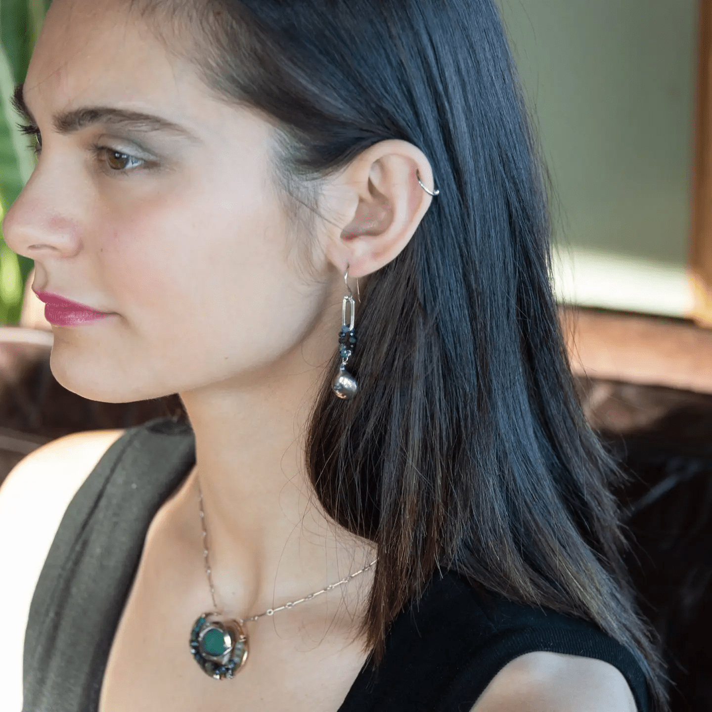Blue Tourmaline Link Earrings E82650 - Art by any Means Jewelryproduct_
