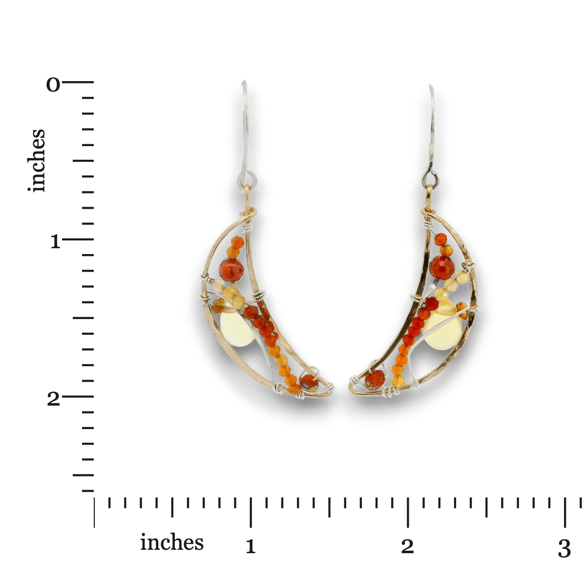 Carnelian & Citrine Crescent Moon Earrings - Art by any Means Jewelryproduct_