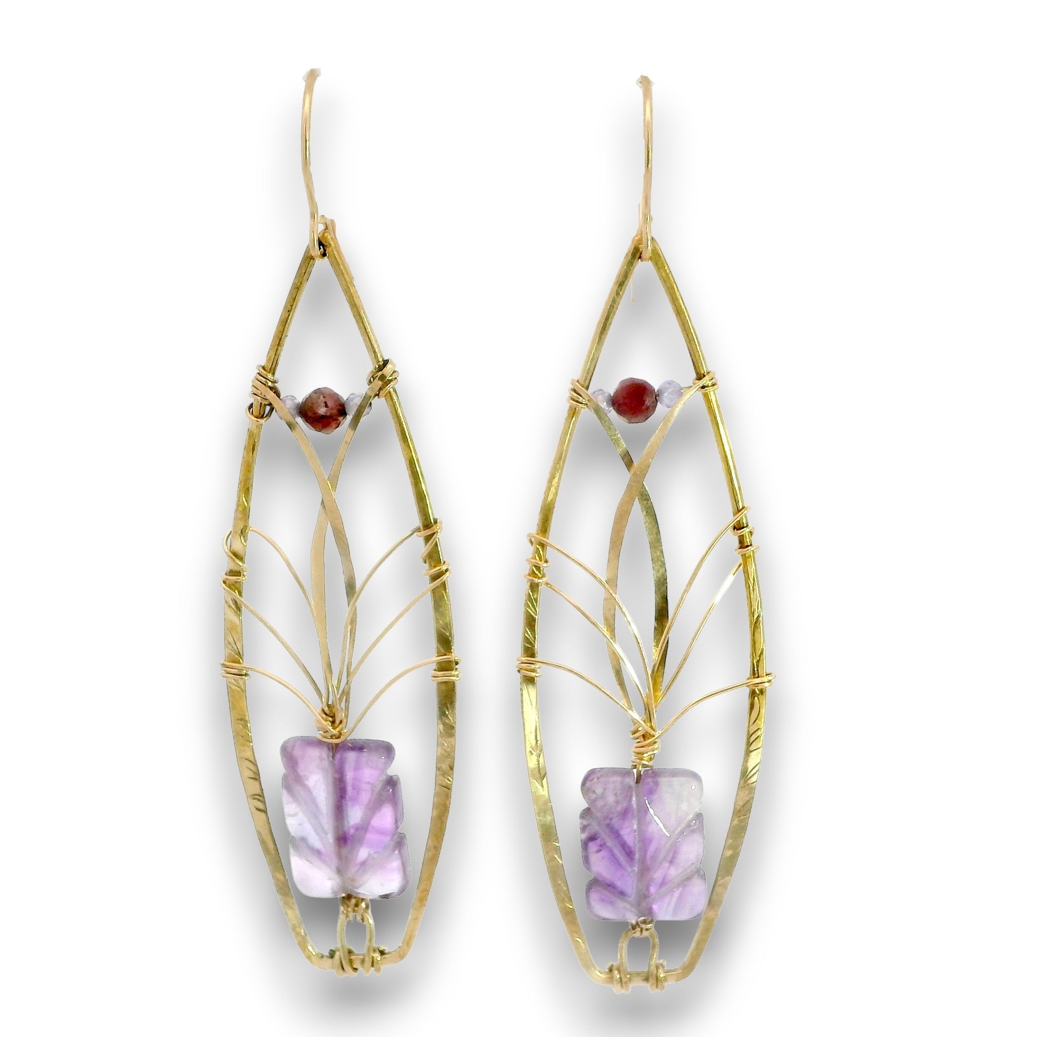 Carved Amethyst Tree Top Earrings - Art by any Means Jewelryproduct_