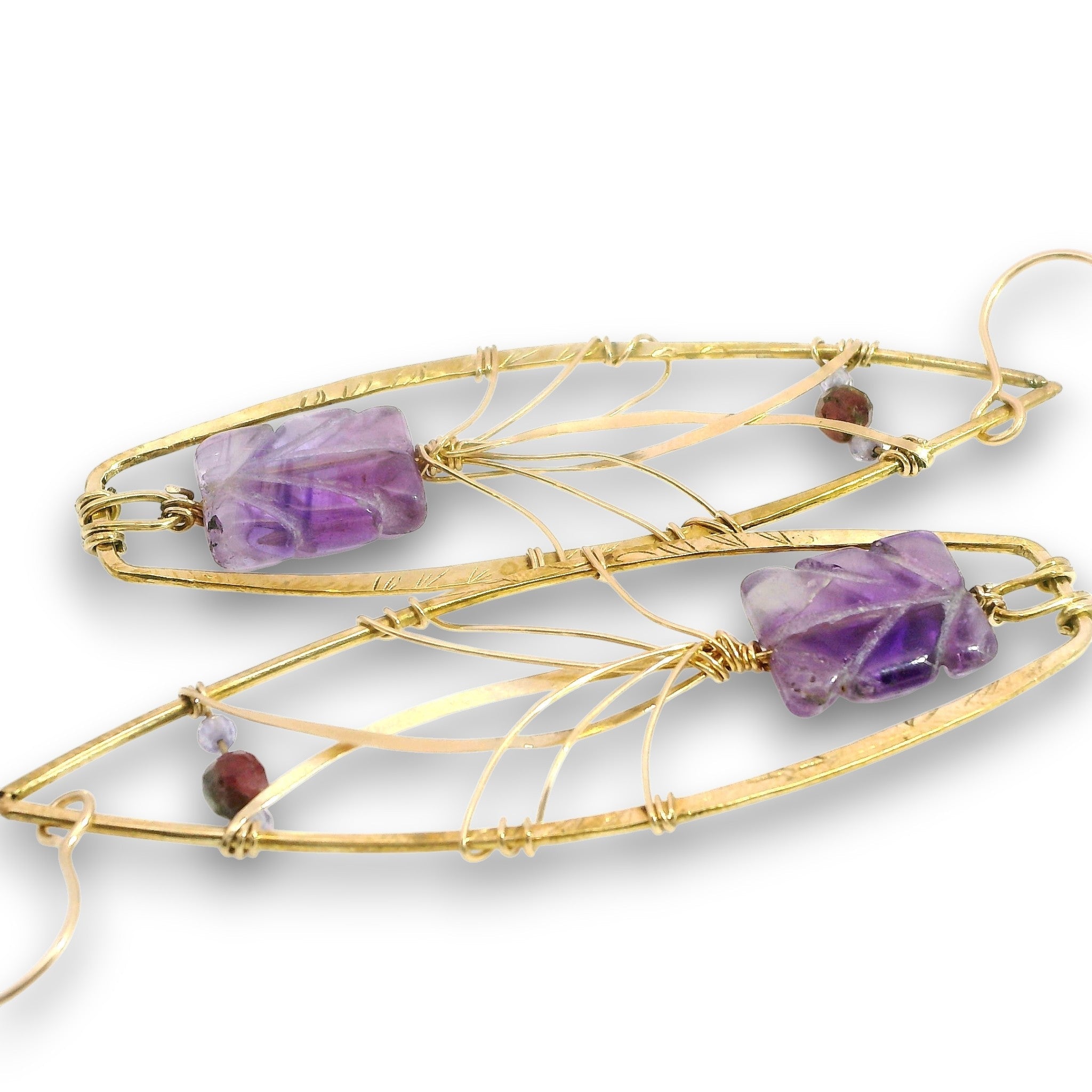 Carved Amethyst Tree Top Earrings - Art by any Means Jewelryproduct_