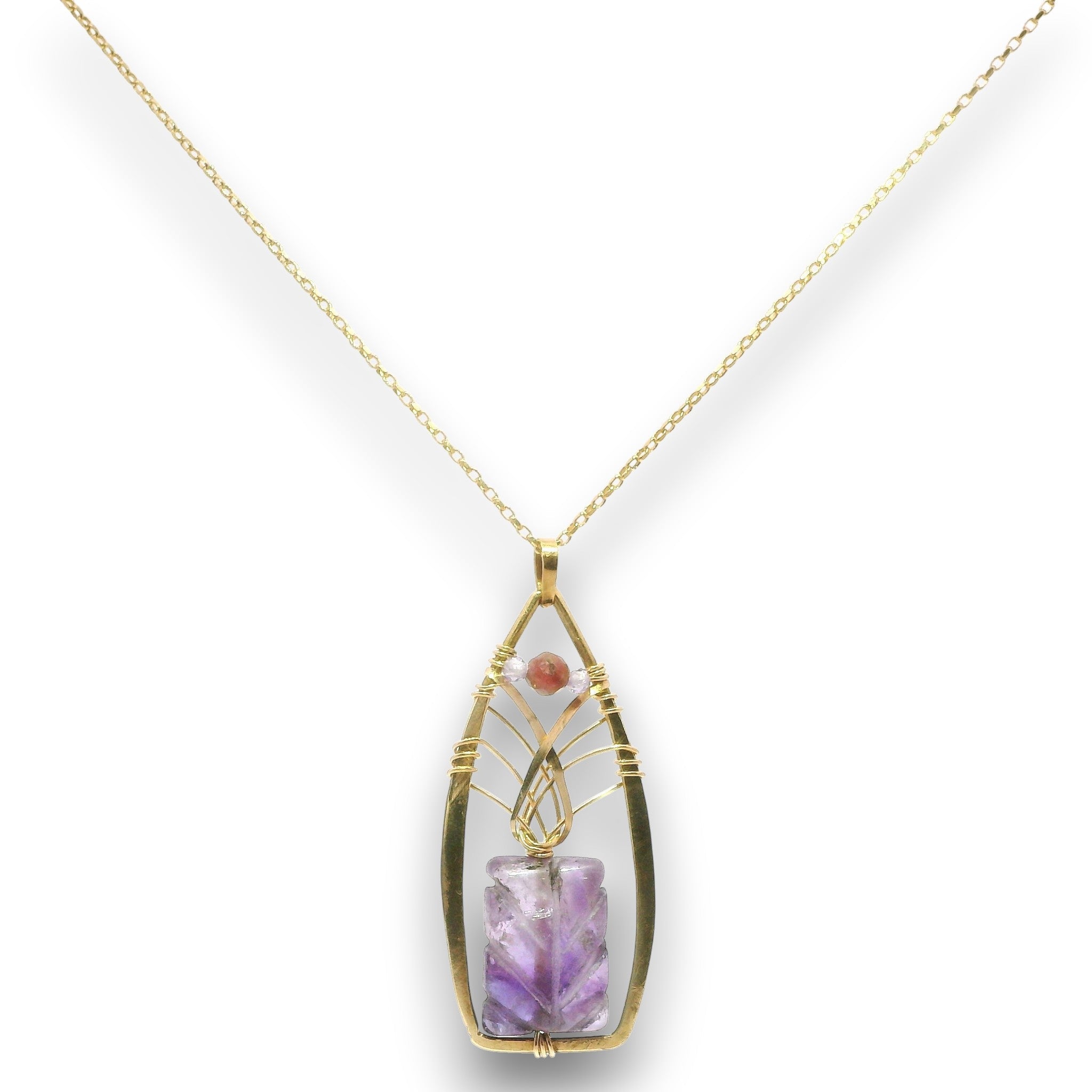 Carved Amethyst Tree Top Necklace - Art by any Means Jewelryproduct_