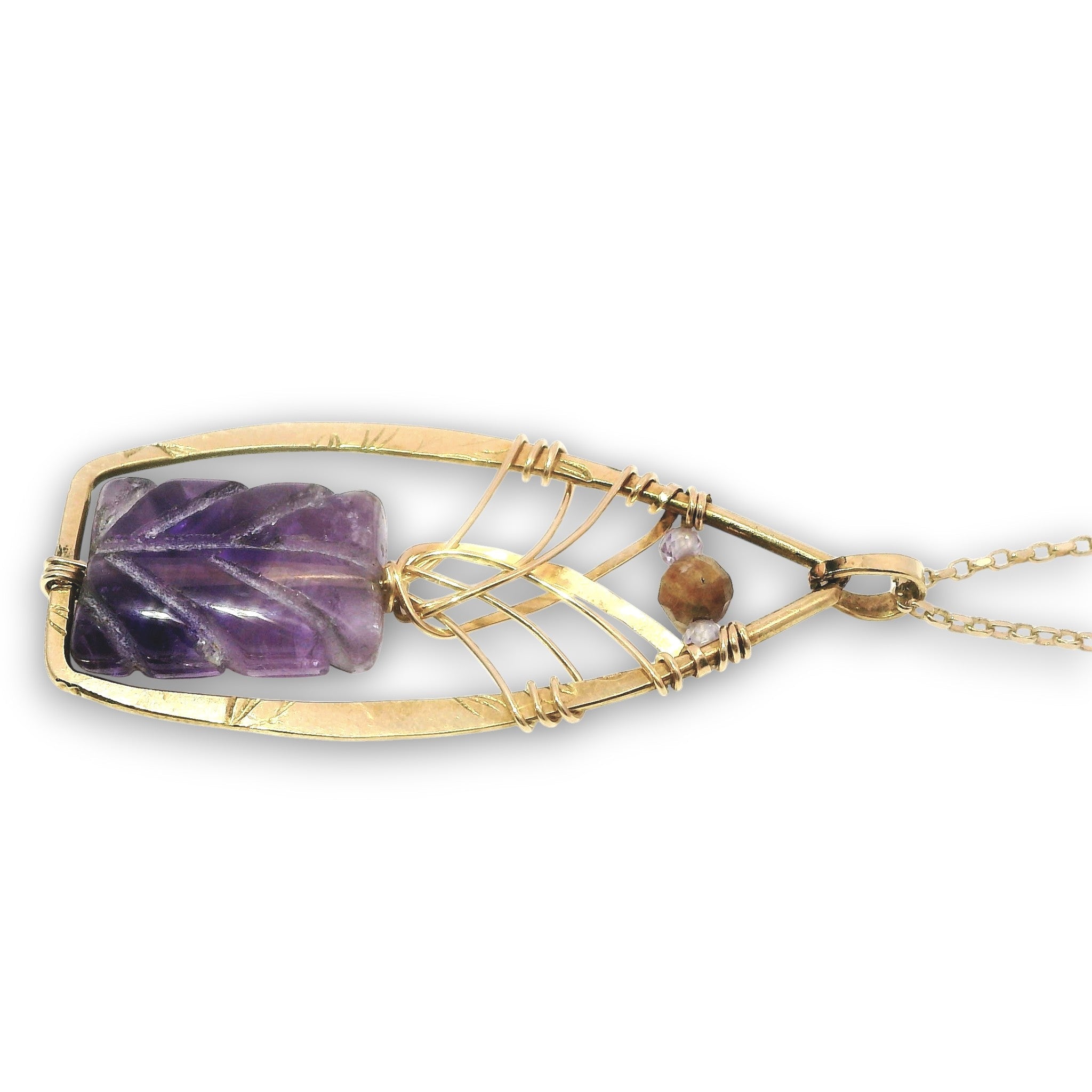 Carved Amethyst Tree Top Necklace - Art by any Means Jewelryproduct_
