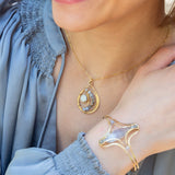Celestial Pearl Brass Drop Necklace - Art by any Means Jewelry#product_