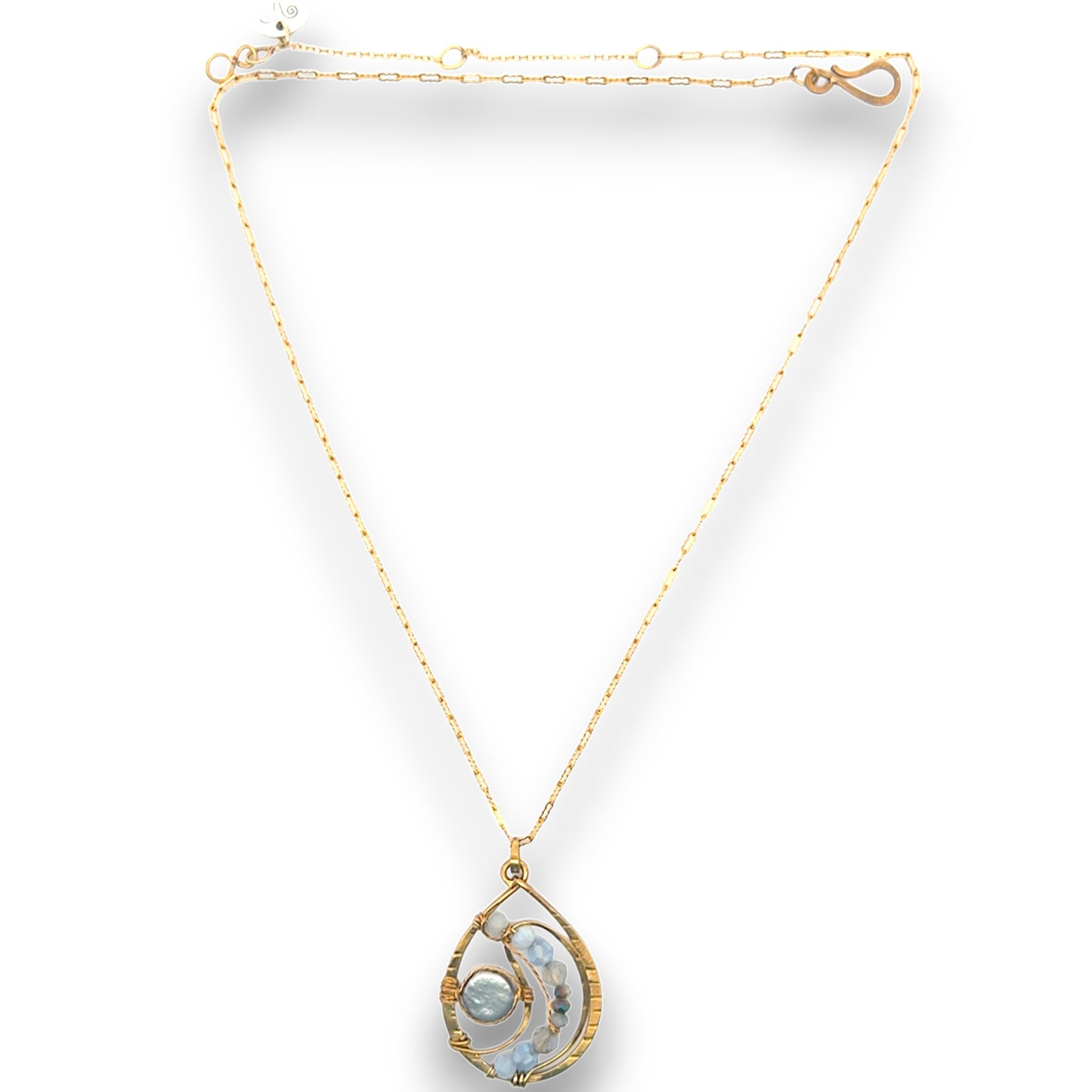 Celestial Pearl Brass Drop Necklace - Art by any Means Jewelryproduct_