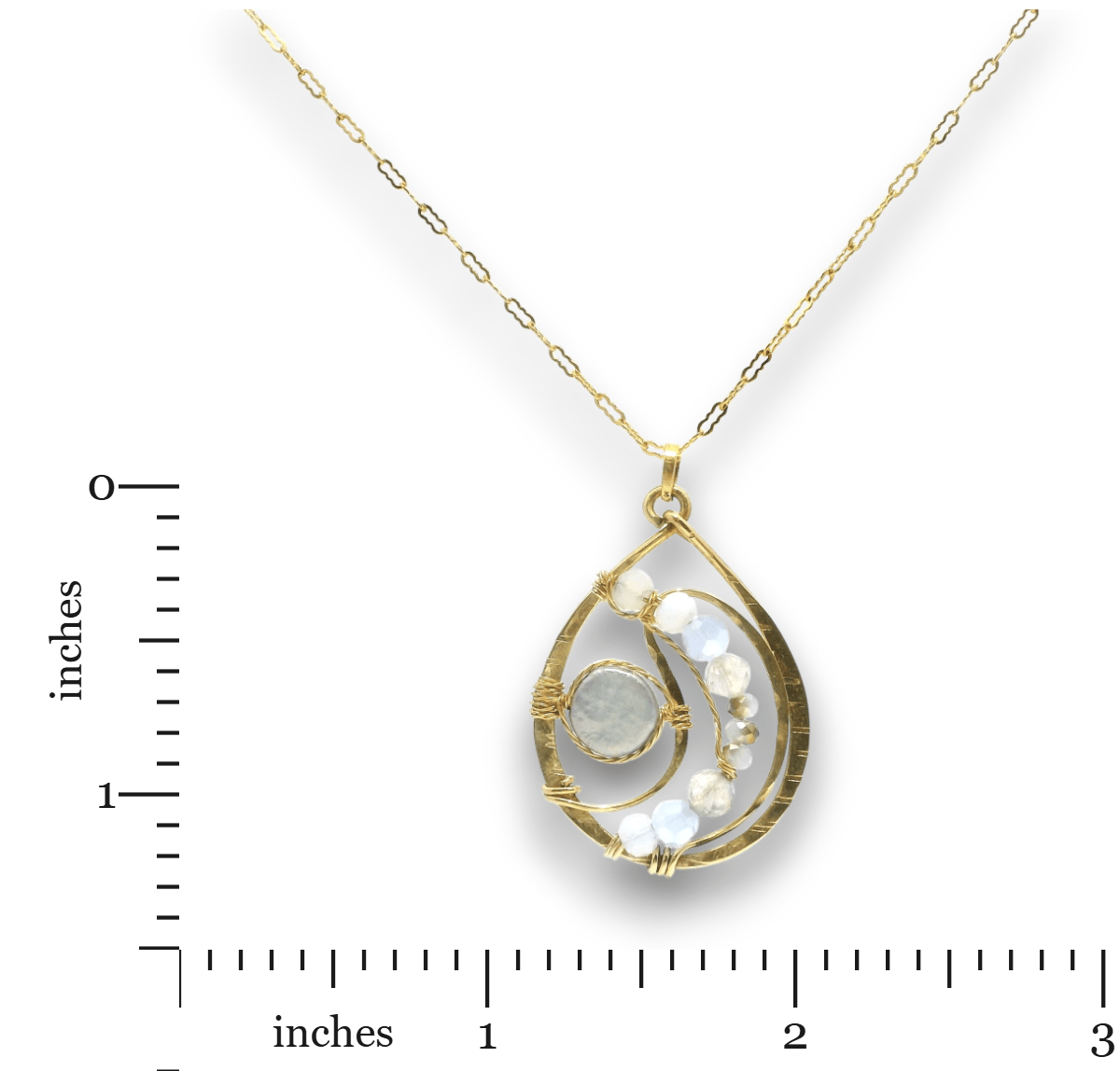 Celestial Pearl Brass Drop Necklace - Art by any Means Jewelryproduct_