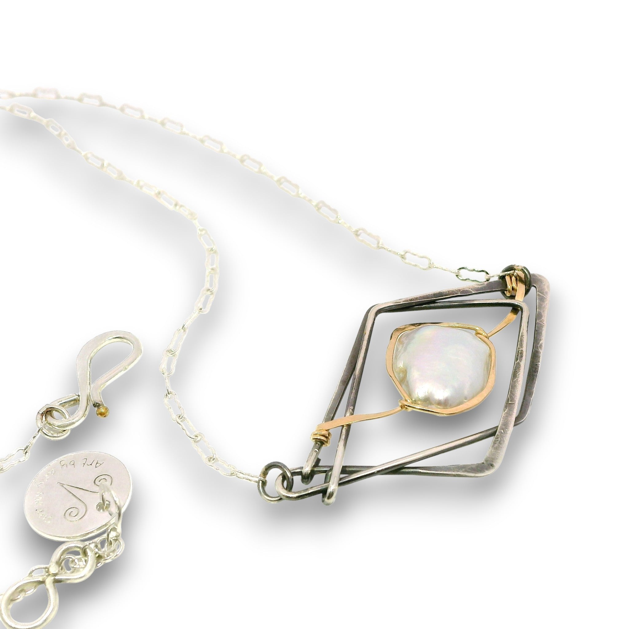Charred Sincerity Pearl Oxidized Necklace - Art by any Means Jewelryproduct_