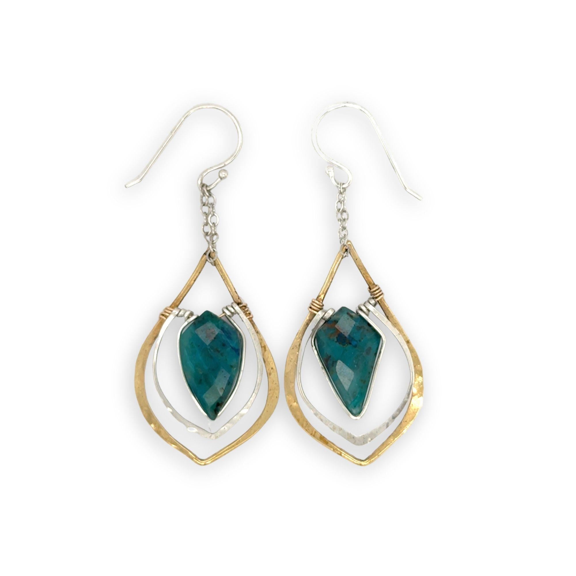 Chrysocolla Dagger Drop Earrings E84847 - Art by any Means Jewelryproduct_