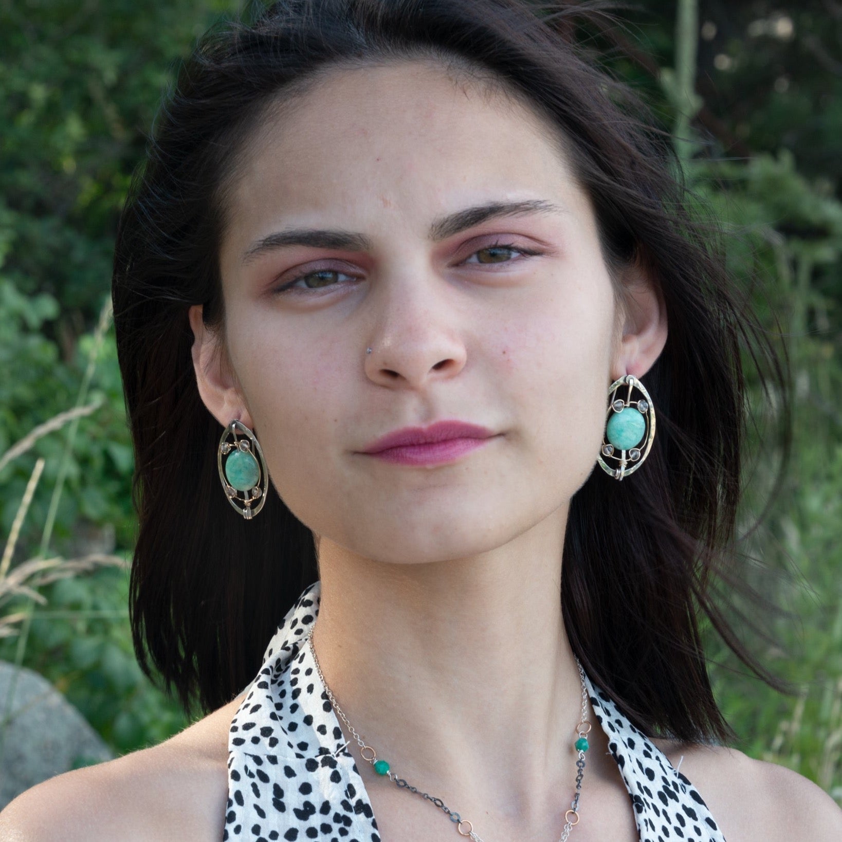 Chrysoprase Planet Post Earrings E83066 - Art by any Means Jewelryproduct_