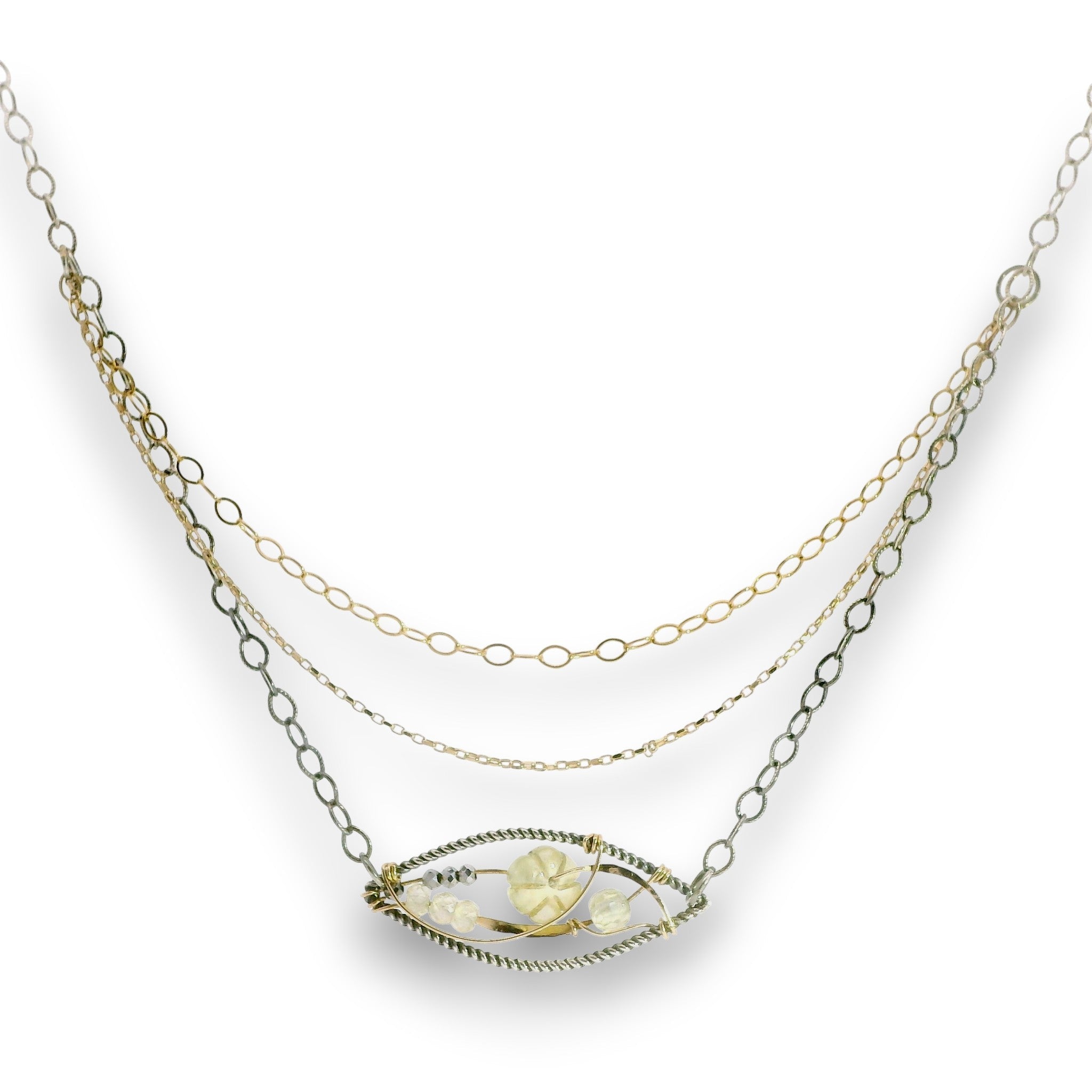 Citrine Flower Microcosm Necklace 85070N - Art by any Means Jewelryproduct_