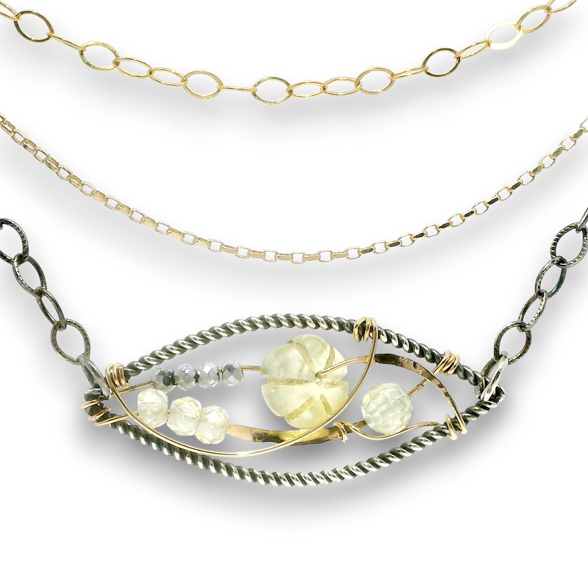 Citrine Flower Microcosm Necklace 85070N - Art by any Means Jewelryproduct_
