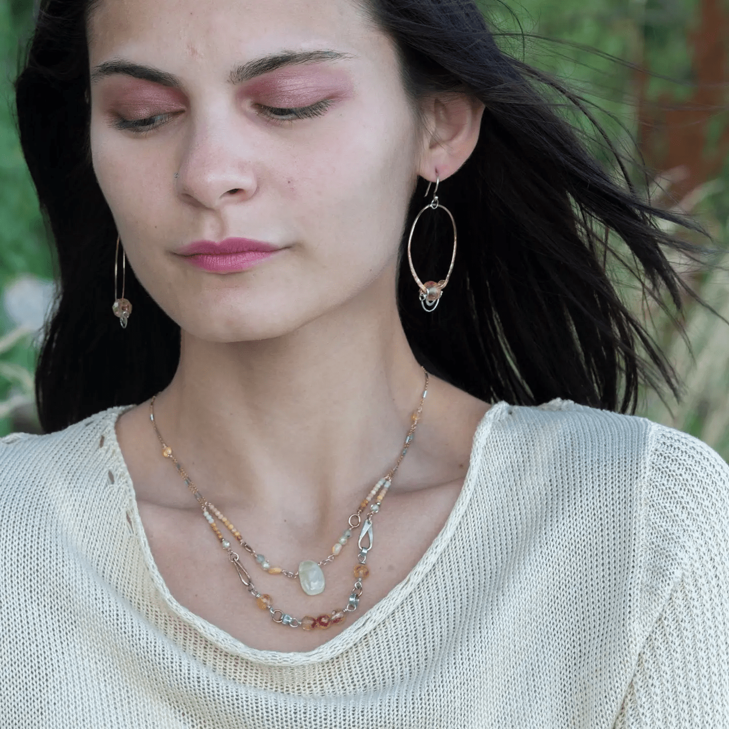 Citrine Orb Hoop Earrings - Art by any Means Jewelryproduct_