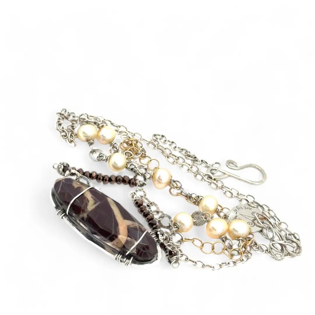 Coffee & Cream Jasper Necklace 83005N - Art by any Means Jewelryproduct_