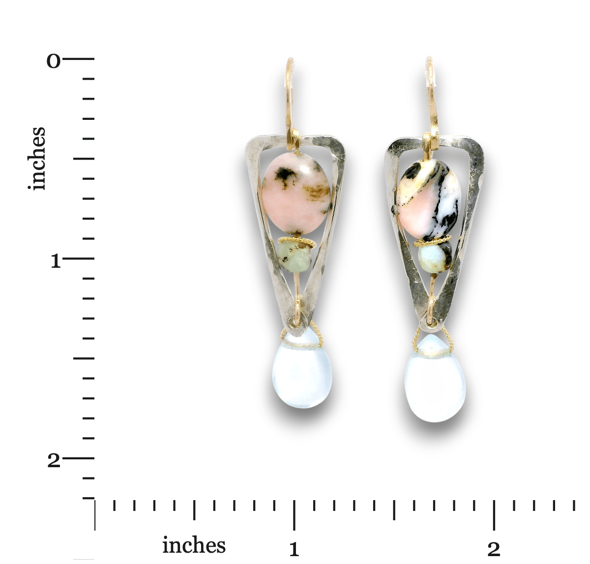 Directional Pink Opal Continuous Wire Earrings - Art by any Means Jewelryproduct_