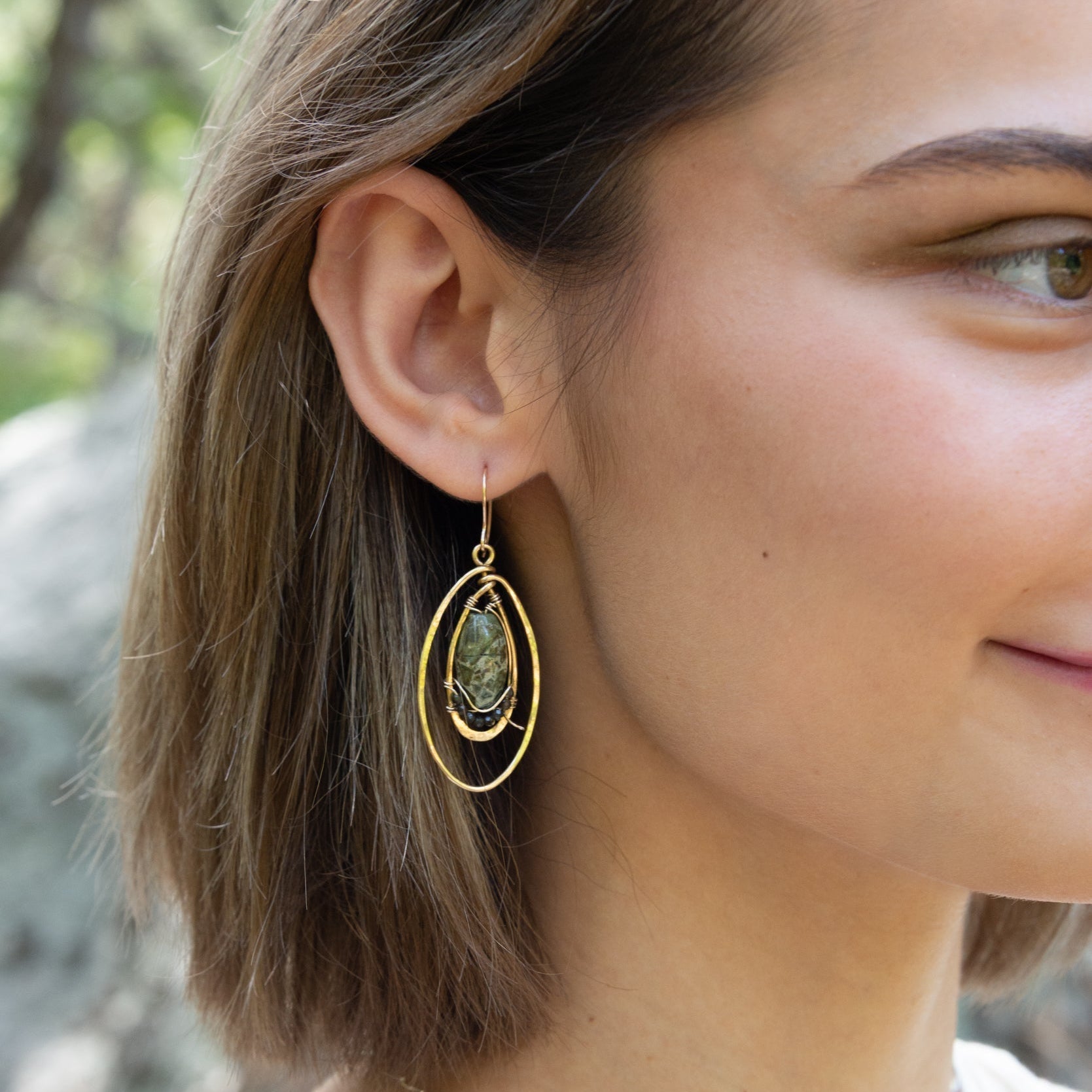 Elliptic Rhyolite Hoop Earrings - Art by any Means Jewelry#product_