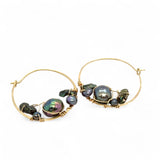 Embroidered Olive Pearl Hoop Earrings E83526 - Art by any Means Jewelryproduct_