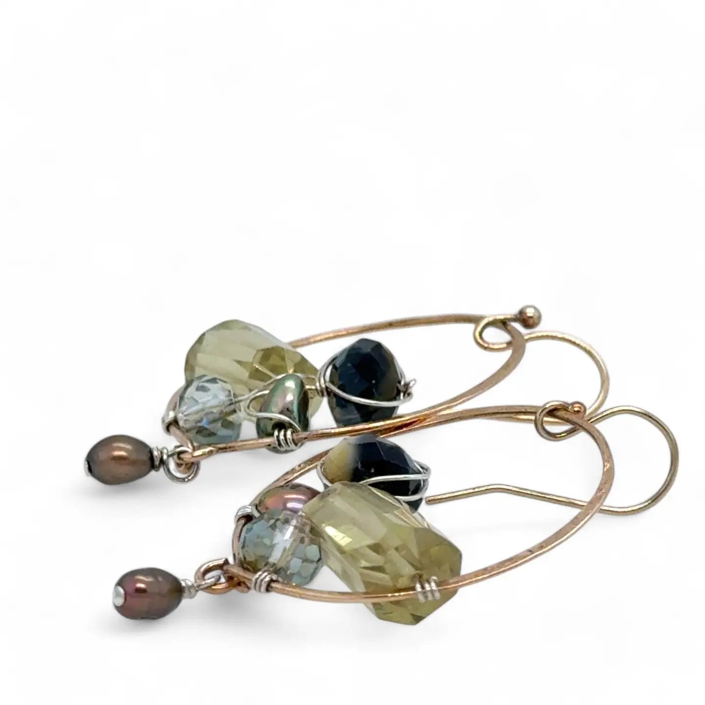 Embroidered Quartz Hoop Earrings E83536 - Art by any Means Jewelryproduct_