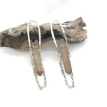 Natural quartz drop earrings suspended from handformed sterling silver arches with delicate chain Art by any Means Jewelry