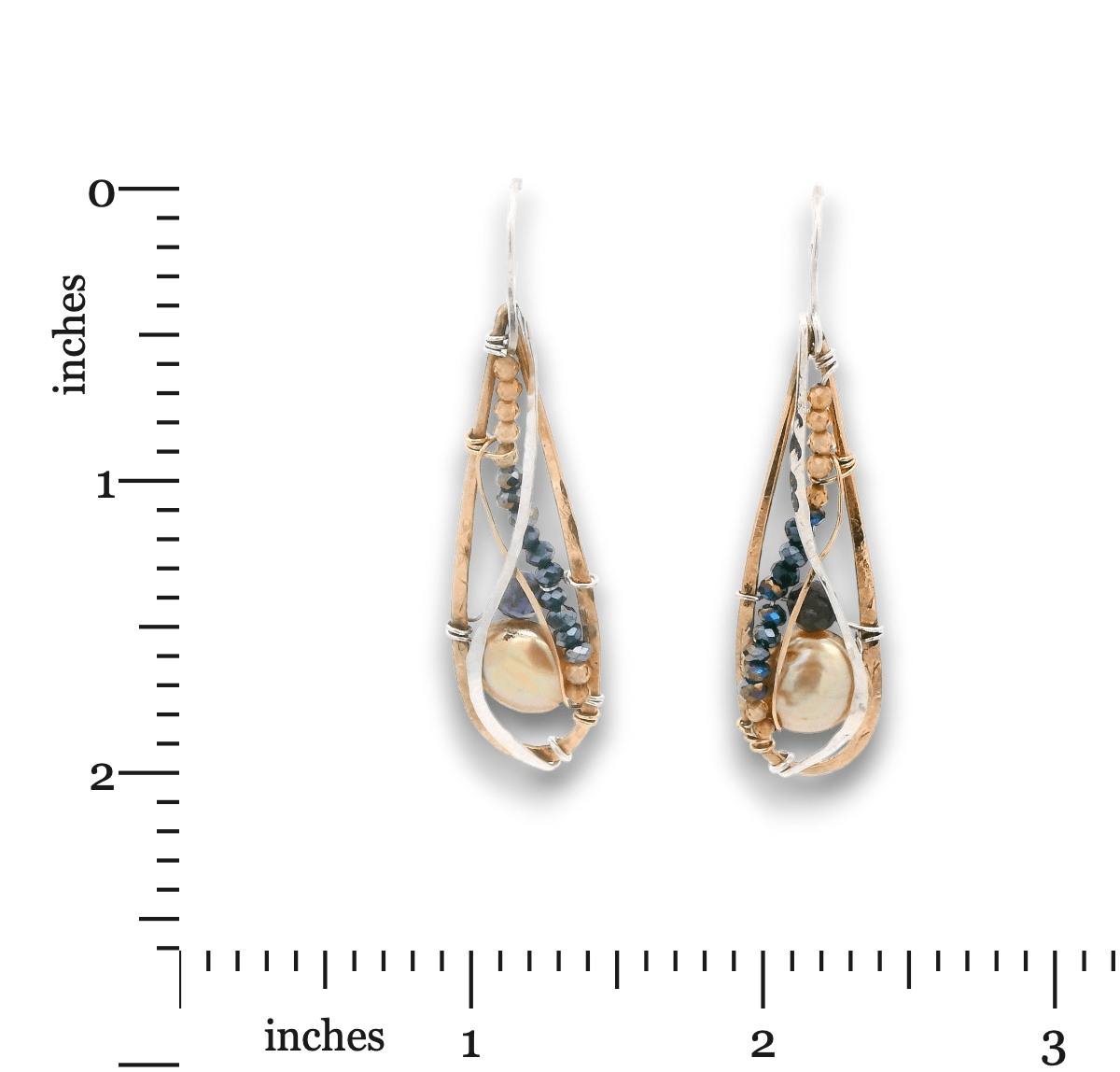 Galaxy Pearl Bronze Drop Continuous Wire Earrings - Art by any Means Jewelryproduct_