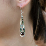 Handmade drop earrings featuring faceted garnet gemstones, by Art by any Means Jewelry
