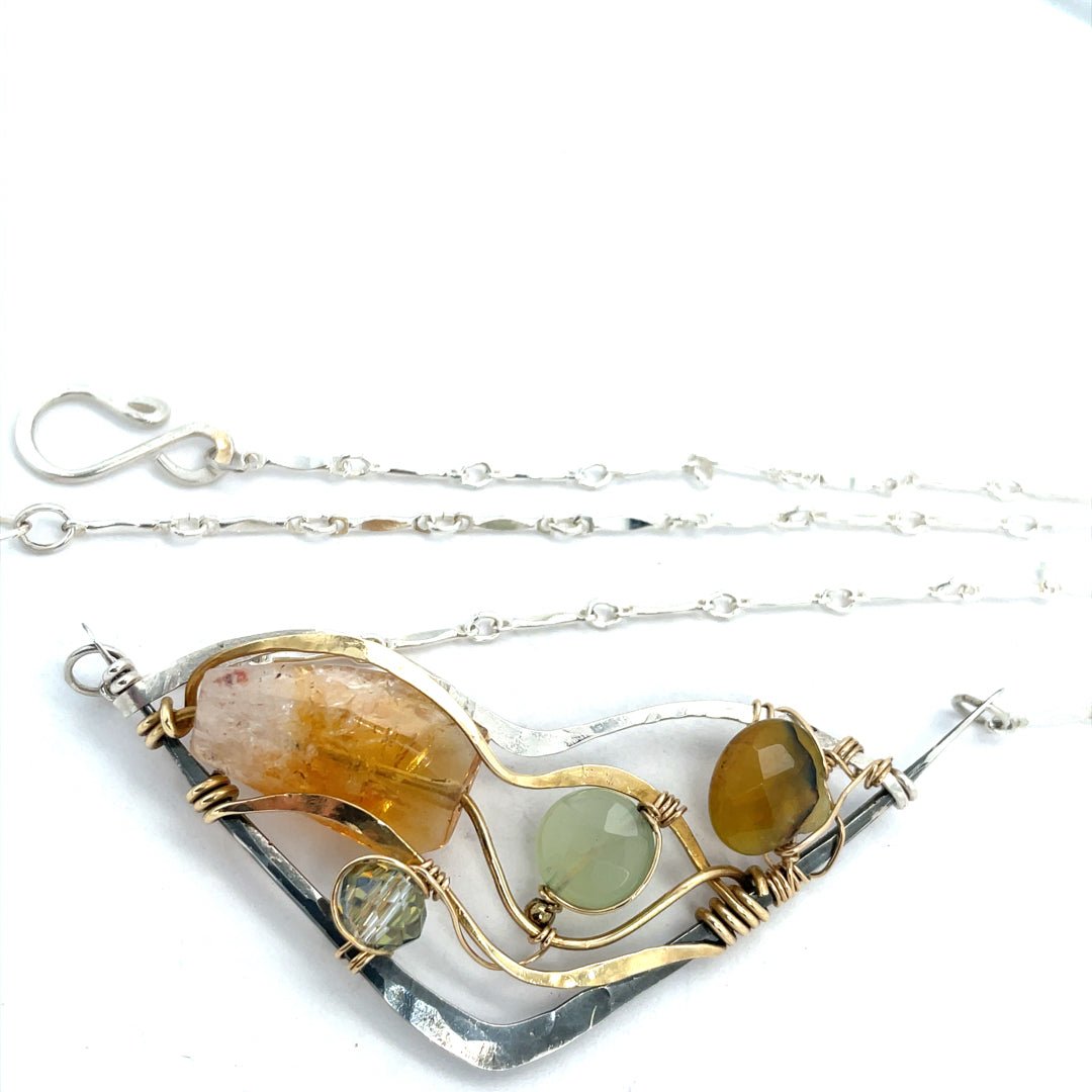 Gemstone Citrine Wedge Necklace 83015N - Art by any Means Jewelryproduct_