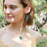Handmade pendant necklace featuring a green aventurine gemstone in a buoy-inspired drop design, by Art by any Means Jewelry