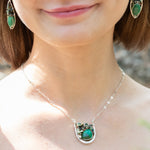 Handmade pendant necklace featuring a green aventurine gemstone in a buoy-inspired drop design, by Art by any Means Jewelry