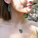 Handmade pendant necklace featuring a green aventurine gemstone in a buoy-inspired drop design, by Art by any Means Jewelry